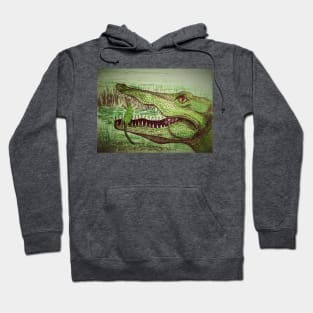 Alligator with baby gator in mouth Hoodie